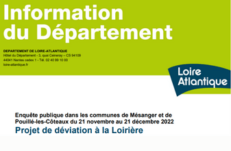 Informations du Département sur le projet de déviation de la Loirière